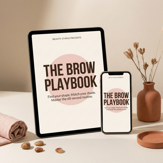The Brow Playbook digital guide on tablet and phone