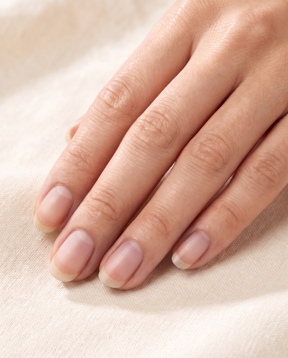 Bare natural nails before applying LustrePen cat eye gel polish